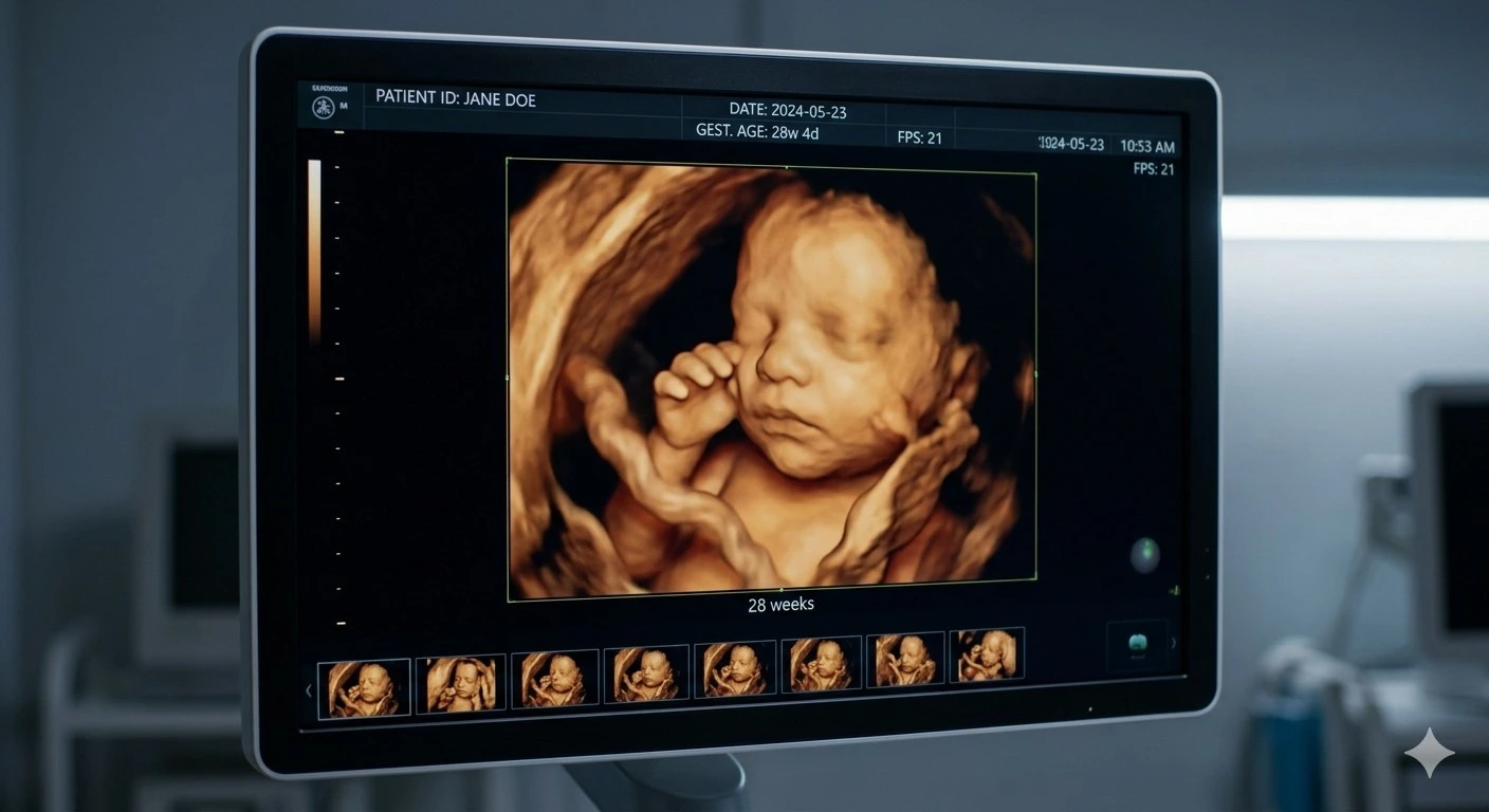 Realistic fetal imaging clear baby face scan 5D ultrasound Madurai best pregnancy scan centre Meera Scans