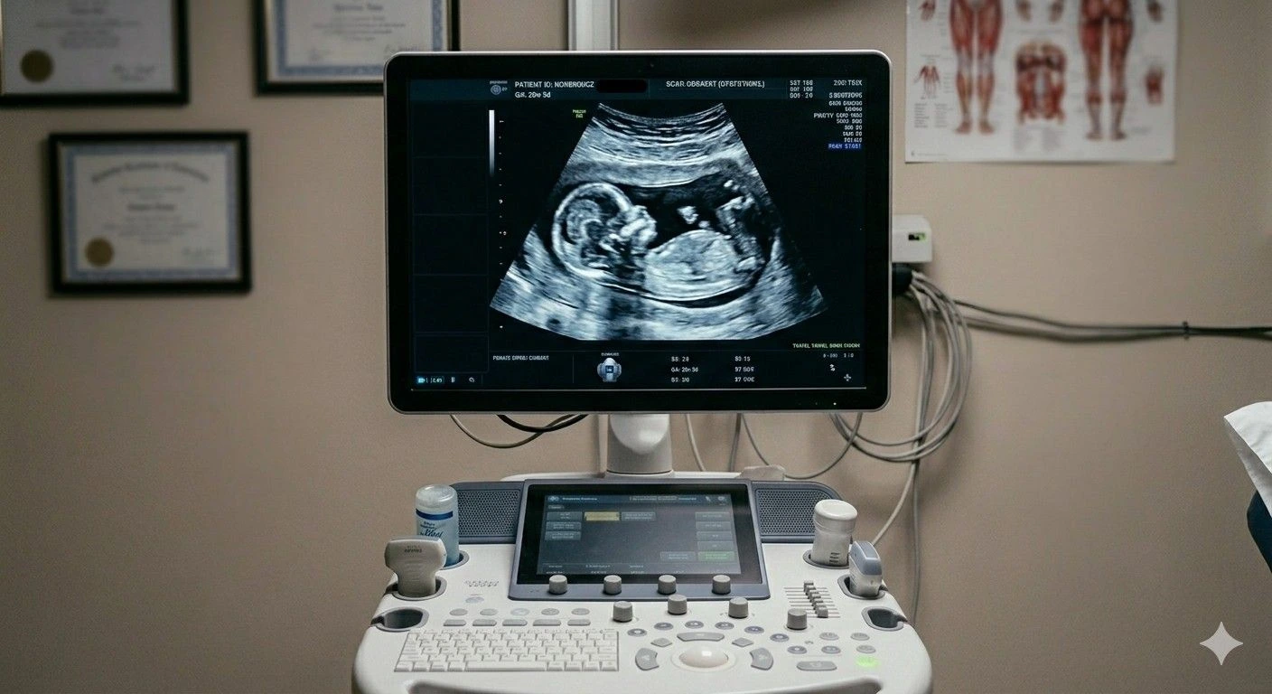 Anomaly scan pregnancy at 20 weeks showing fetal anatomy at Meera 4D Scans Madurai