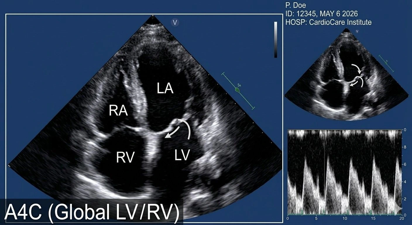 Cardiac ultrasound echocardiogram report at Meera Scans 4D Madurai cardiac services diagnostic centre
