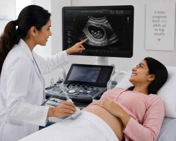 Heartbeat scan first trimester ultrasound dating scan Madurai at Meera 4D Scans maternity clinics Madurai